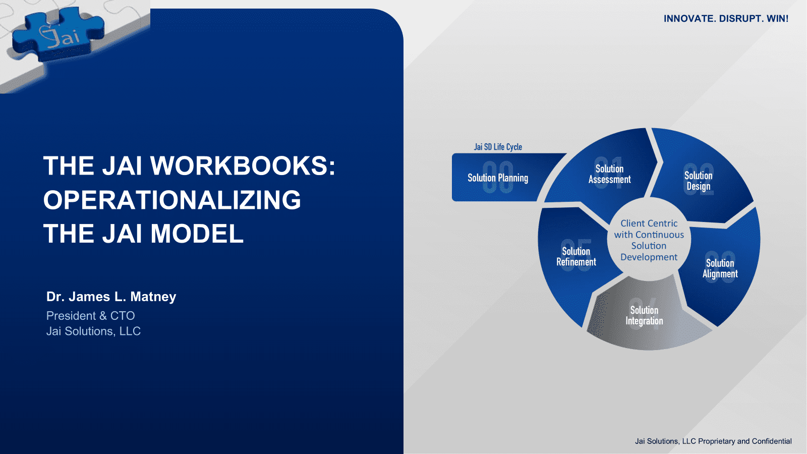 Presentation slide showing a cyclical workbook model with five stages.
