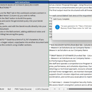 Screenshot of a project management spreadsheet with multiple task columns and details.